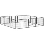 PawHut Dog Playpen, 31.5"W Heavy-Duty Metal Puppy Play Pen, Pet Exercise Fences for Outside and Indoor, DIY Design with Door for Small Dogs, 12 Panels, 23.5"H