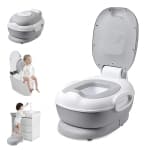 LIVINGbasics 3-In-1 Potty, Portable Kids Potty Seat Training Toilet with Trainer Ring and Step Stool for Indoor Outdoor Travel Car Camping