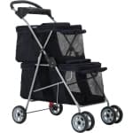 Dog Stroller Cat Stroller Pet Carriers Bag Jogger Stroller for Small Medium Dogs Cats Travel Camping 4 Wheels Lightweight Waterproof Folding Crate Stroller with Soft Pad