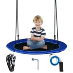 Costway 40" Saucer Tree Swing 660 LBS for Kids Adults Outdoor with LED Lights Rainbow Color/Blue