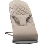 BabyBjorn Bouncer Bliss in Woven Fabric - Classic Quilt, Sand Grey on Dark Grey Frame