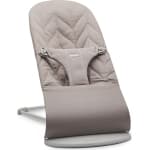 BabyBjorn Bouncer Bliss in Woven Fabric - Petal Quilt, Sand Grey on Light Gray Frame