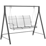 Outsunny Metal Porch Swing Stand, A-Frame Swing Frame with 4 Rings, Hanging Chair Stand Only, 528 LBS Weight Capacity, for Backyard, Patio, Lawn, Playground, Black