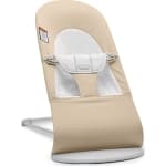 BabyBjorn Bouncer Balance in Soft Woven/Jersey Blend Fabric - Beige/Gray on Light Gray Frame