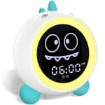 Kids Alarm Clock, Toddler Sleep Training Clock with Sound Machine, Night Lights, Ok to Wake Dinosaur Clock, Gift Ideas for Kids Child (Green)
