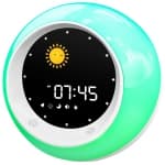 Sun & Moon Rise Kids Alarm Clock, Children's Sleep Trainer, Sleep Sound Machine, Wake Up Light & Night Light, Teach Kids Day & Night