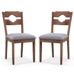 Gymax Set of 2 Dining Chair w/ Padded Seat High Back Rubber Wood Frame Kitchen Chairs