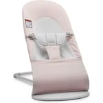 BabyBjorn Bouncer Balance in Soft Woven/Jersey Blend Fabric - Light Pink/Gray on Light Gray Frame