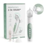 Momcozy upgrade Nasal Aspirator for Baby, 2-in-1 with Nasal Spray for Baby, 65kPa 4 Suction Levels, Portable with Light & Soothing Music
