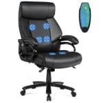 Costway Big and Tall Office Chair 500lbs, Heavy Duty Executive Office Chair with 6 Massage Points, Extra Wide Seat, High Back Ergonomic Leather Reclining Swivel Computer Chair