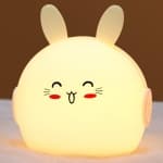 Night Light for Kids Cute Bunny Lamp with 9 Colors Changing & Dimming Function, Rechargeable Silicone Nursery Animal Night Lamp for Baby and Toddler, Cute Gifts for Kids Room