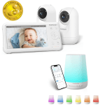Momcozy 5’’ 1080P Split Screen Video Baby Monitor & Momcozy Baby Sound Machine with Night Light, Toddler Sleep Trainer 34 Soothing Sleep Sounds,Baby Essentials, Baby Shower Gifts