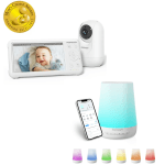 Momcozy 5’’ 1080P Split Screen Video Baby Monitor & Momcozy Baby Sound Machine with Night Light, Toddler Sleep Trainer 34 Soothing Sleep Sounds,Baby Essentials, Baby Shower Gifts