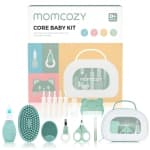 Momcozy Core Baby Kit, Baby Essential Kit for Grooming & Health & Cleansing Care, Includes Nail File Kits, Nasal Aspirator, Gas Relief Tubes, Bath Brushes, Toothbrush, Comb