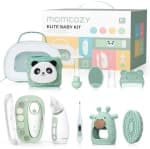Momcozy Elite Baby Kit, Superior Gift Set, Include Electric Nail File&Nasal Aspirator, Heated Tummy Wrap,Thermometer,Bath Brush,Teether,Medicine Pacifier,Storage Case