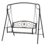 Outsunny 2 Seater Porch Swing Chair, Weather Resistant Outdoor Swing Seat with Metal Frame for Garden, Backyard, Lawn, Black with Gold Tone