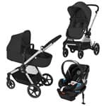 Cybex EOS Stroller + Aton 2 Infant Car Seat - Moon Black/Silver Frame