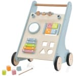 Gymax Wooden Baby Walker Toddler Push Walker w/ Xylophone & Flip Blocks Blue