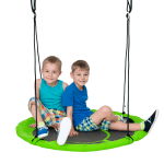 Outsunny 43" Saucer Swing Giant Hanging Tree Swing, Waterproof Nest Web Rope Seat, Adjustable Hanging Ropes for Children 3-12 Years Old, Indoor Outdoor, Backyard, Playground, Green