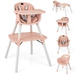 Babyjoy 4 in 1 Baby High Chair Convertible Toddler Table Chair Set with PU Cushion