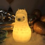 Animal Alpaca Kids Night Light, Children's Room LED Bedside Lamp, Rechargeable Soft Silicone Light, Adjustable Brightness and Colors, Compatible