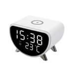15w 3 in 1 wireless charger with clock, alarm, thermometer function, smart wireless charging white
