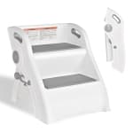 Folding Toddler Step Stool with Grip Handle, Anti-Slip Two Step Stool Kids Training Ladder for Potty and Bathroom Sink