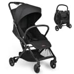 Lightweight Baby Stroller, Foldable Compact Traver Umbrella Stroller with Adjustable Backrest&Footrest, Black