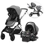 Evenflo Gold SensorSafe Pivot Xpand Smart Modular Travel System w/ LiteMax Infant Car Seat - Moonstone Grey