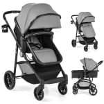 Babyjoy 2 In 1 Foldable Baby Stroller Kids Travel Newborn Infant Buggy Pushchair Gray/Black/Coffee/Pink