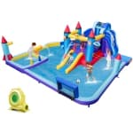 Costway Rocket Theme Inflatable Water Slide Park with 2 Slides Splash Pool & 950W Blower
