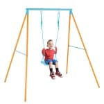Gymax Toddler Swing Heavy Duty Metal Swing Set w/ A Frame Adjustable Ropes