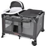 4 in 1 Baby Playard with Removable Cradle and Changing Table, Foldable Baby Crib Nursery Center with Bassinet for Home Travel Outdoor