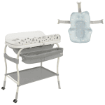 L'il Angels LiftNest 2-in-1 Standing Bathtub with Changing Table and Stand, Storage Basket and Tray, Waterproof Design - with Bath Pillow
