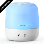 Clarston 2L Cool Mist Humidifier for Bedroom with 360° Adjustable Nozzle, High and Low Mist Levels, Ultra-Low Noise, Light-Off, No BPA, Auto Shut Off, Ideal Baby Humidifier with Ea