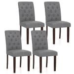 Gymax Wooden Dining Chair Set of 4 w/Rubber Wood Legs Padded Seat S Springs High Back