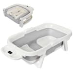 LIVINGbasics Foldable Baby Bath Tub, Large Size Bathtub with Temperature Display for aged 0-48 months, 27.5"L x 15.7"W x 8.5"H