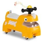 Babyjoy Ride on Toy Baby Dinosaur Sliding Car with 4 Universal Casters Under-Seat Storage Yellow
