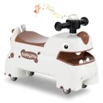 Babyjoy Ride on Toy Baby Dinosaur Sliding Car with 4 Universal Casters Under-Seat Storage White