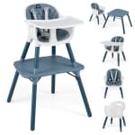 Babyjoy 4 in 1 Baby High Chair Convertible Toddler Table Chair Set with PU Cushion