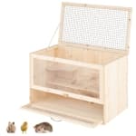 Gymax Wooden Hamster Cage Hamster Habitat Playpen w/ Mesh Flip Roof Multi-Ladder Areas