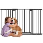 PawHut 30"-51" Baby Gate, 30"H Pet Gate with 3 Extension Kit, Auto-Close, Two-Way Open, Pressure Mounted for Stair, Doorways and Hallways, Black