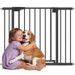 PawHut 30"-41" Baby Gate, 30"H Pet Gate with 2 Extension Kit, Auto-Close, Two-Way Open, Pressure Mounted for Stair, Doorways and Hallways, Black
