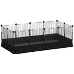 PawHut 12 Panels Small Animal Cage with Waterproof Mat, DIY C&C Cage for Guinea Pigs, Rabbits, Hedgehogs, Animal Playpen with Door, 47.2" x 23.6" x 15.7"