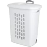 Sterilite Laundry Hamper Flip Top Lid Retractable Pull Handle Wheels, (3 Pack)