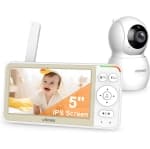 Refurbished (Excellent) - VTimes 5" IPS Video Baby Monitor with Camera & Audio, No WiFi, 4000mAh Battery, Pan-Tilt-Zoom, VOX, Two-Way Talk, Night Vision, 1000ft