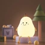 Cute Pear Silicone Night Light - Dimmable Tap Lamp, Colorful Glow for Kids Bedroom & Nursery