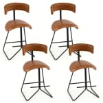 Gymax Modern Counter Height Stools Set of 4 w/Curved Padded Back & Seat Metal Legs