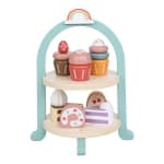 Children's Wooden Simulation Pretend Play Dessert Royal Afternoon Tea Baby Multi-Layer Cake Educational Kitchen Toy Set