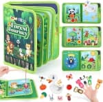 Felt Busy Board Quiet Book, Baby Sensory Board Learning Activity Travel Toy, Develops Fine Motor Skills - Baby Finger Training [Forest Adventure] Embroidered Velcro